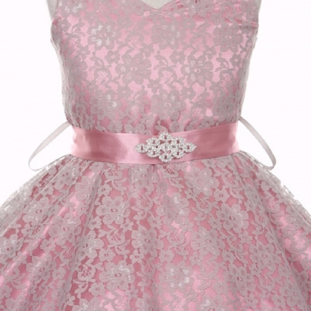 Big Girls Toddler Sleeveless Floral Lace Easter Graduation Flower Girl Dress - Picture 7 of 7